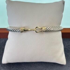 David Yurman 925 & 14k Gold 5mm Buckle Cable Bracelet-Small